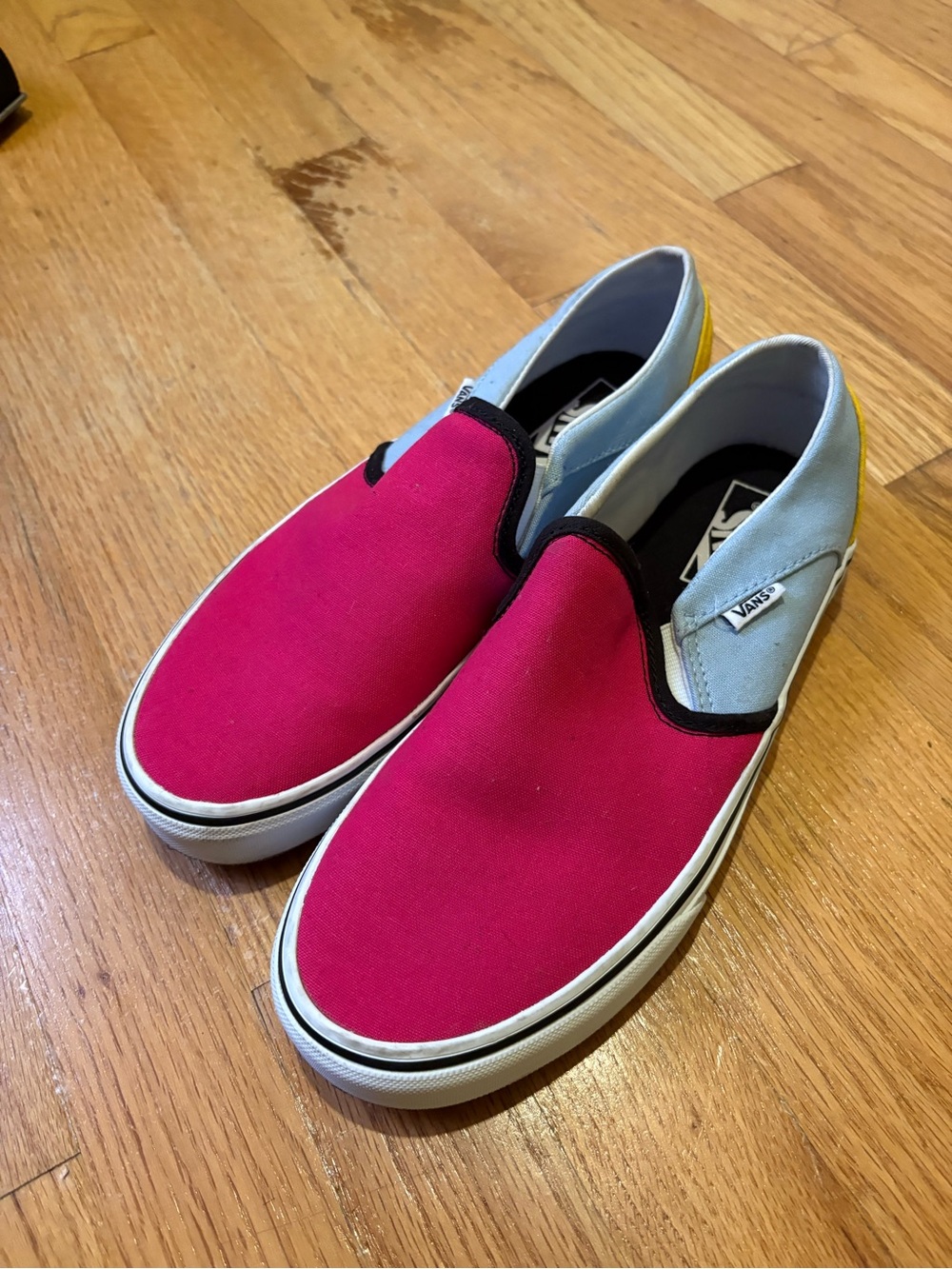 Vans Womens Slip-On Two-Tone Canvas Shoes - Pink & Light Blue